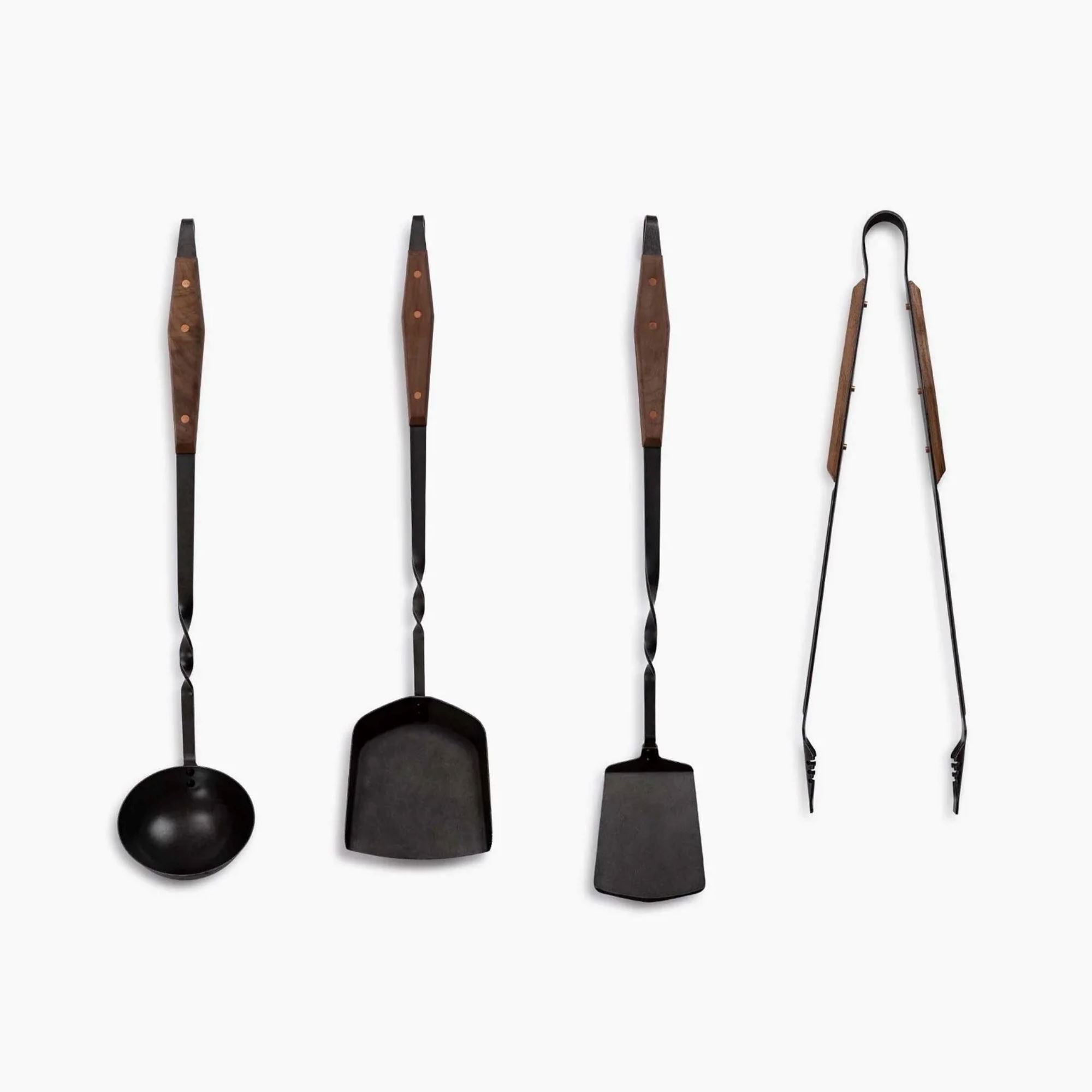 品)All-Clad T147 Stainless Steel Tongs Spatula Fork and Brush BBQ Tools C 