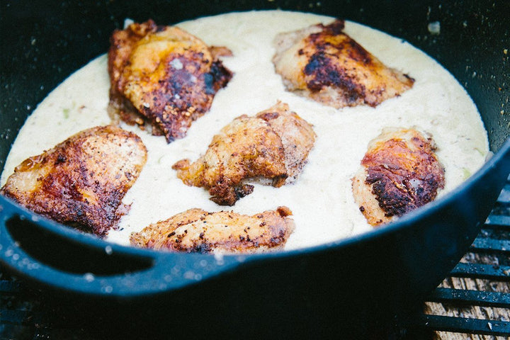 Mustard Braised Chicken Thighs with Melted Leeks