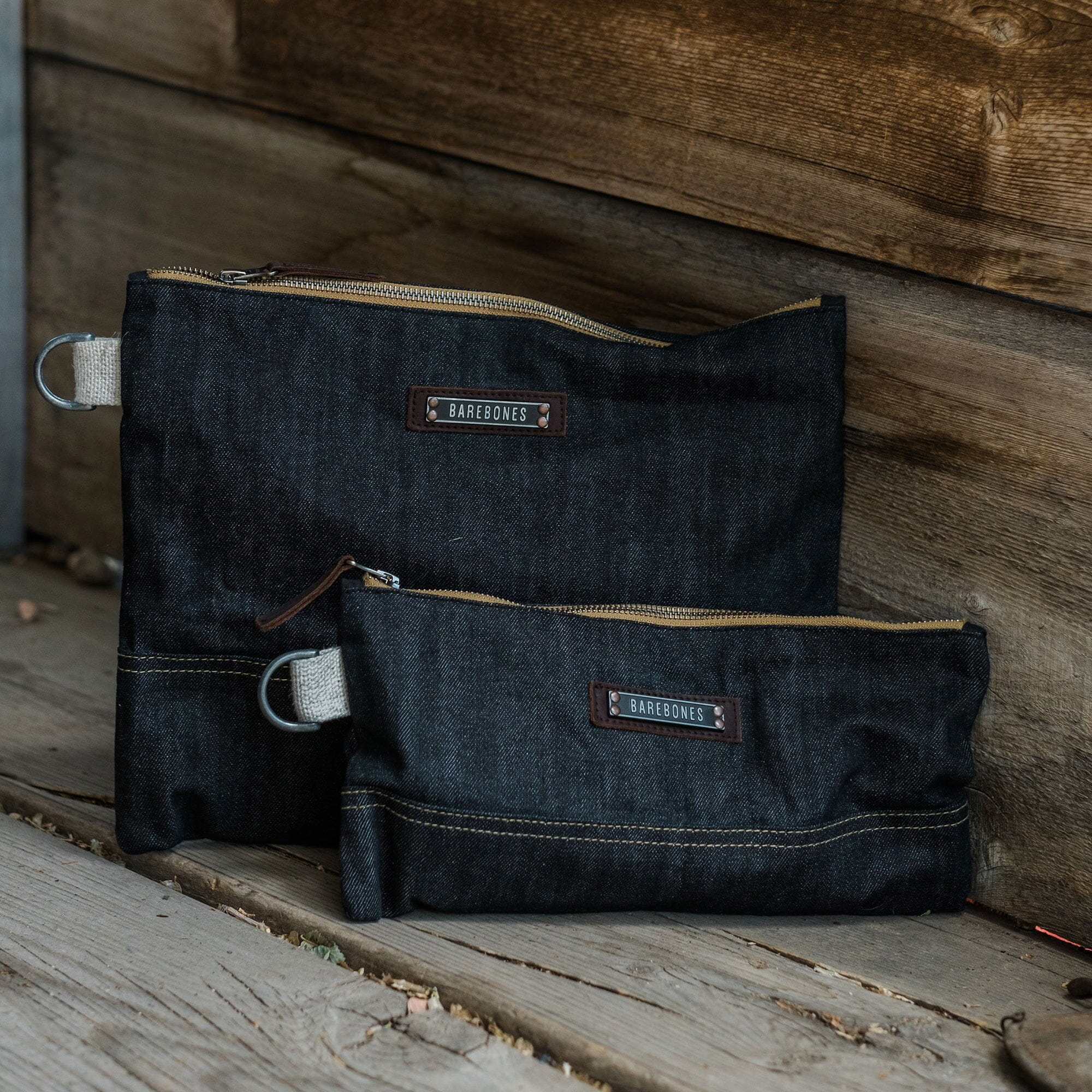 Barebones Neelum Zipper Pouch | Waxed Denim Zip Bag