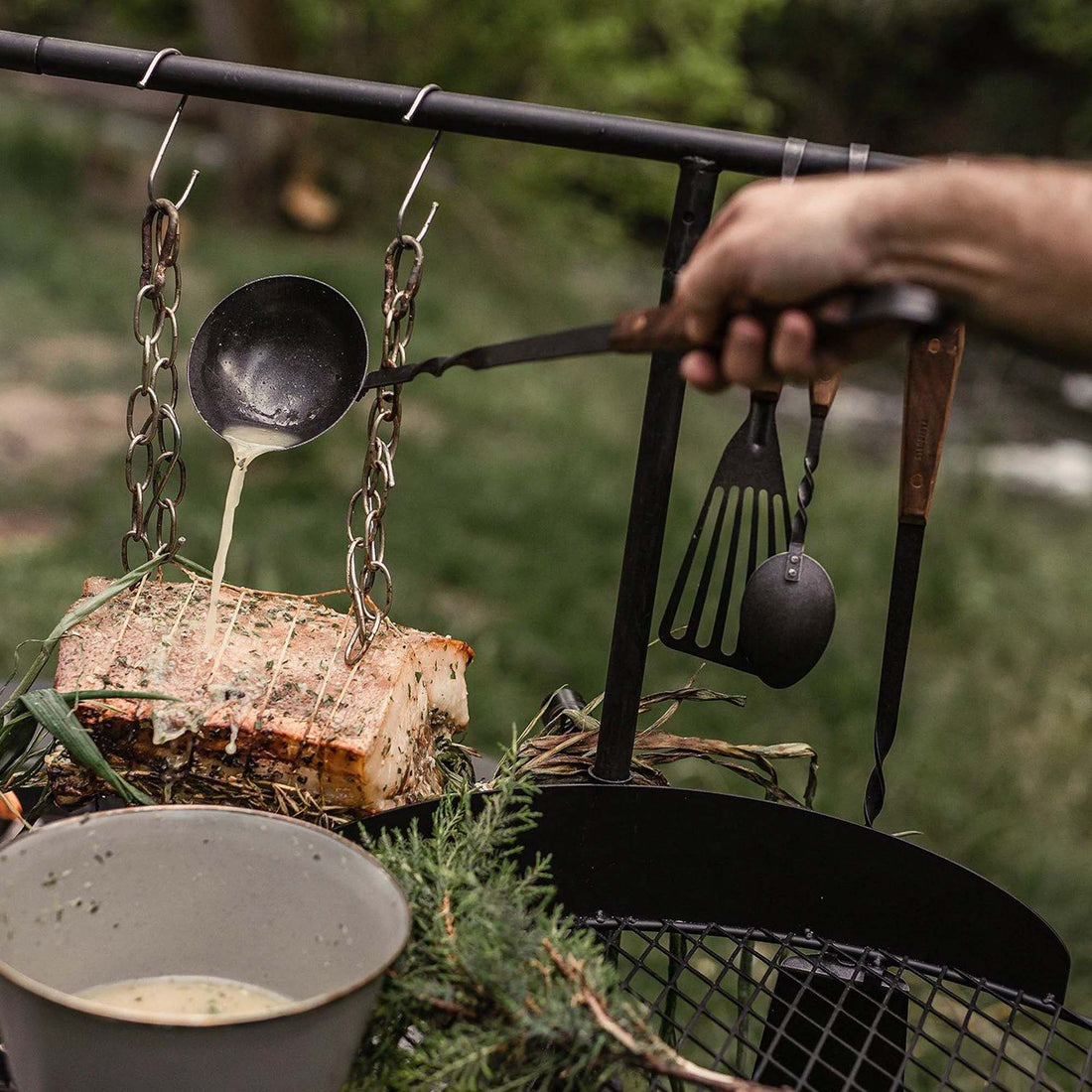 Grill Ladle, Coal Shovel, Spatula & Tong Set