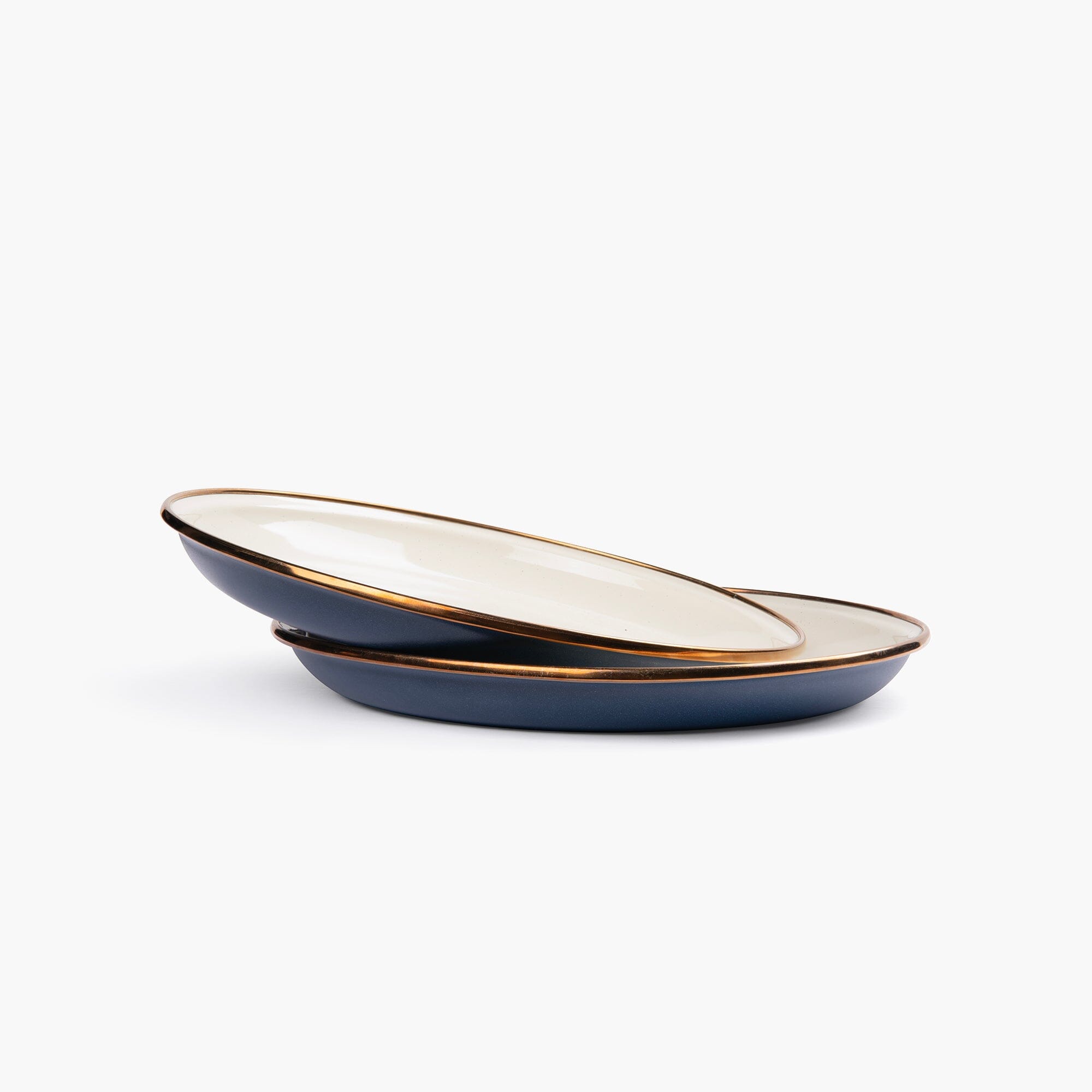 Enamel 2-Tone Salad Plate Set Indigo Blue