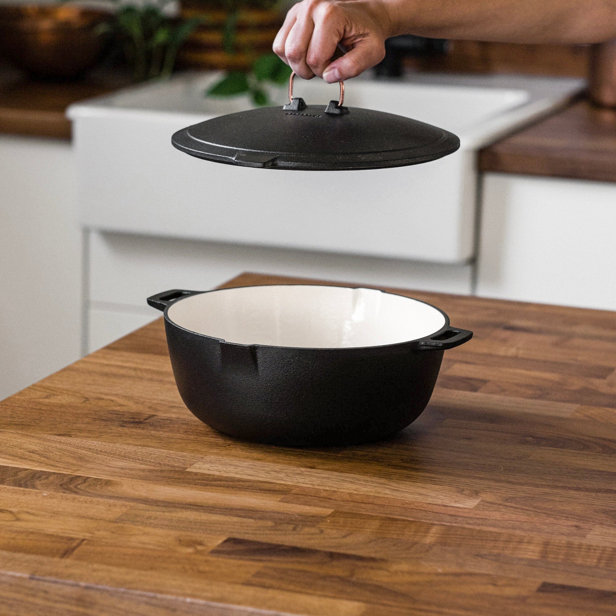 Enamel Lined Cast Iron Crock Pot - Thumbnail 4