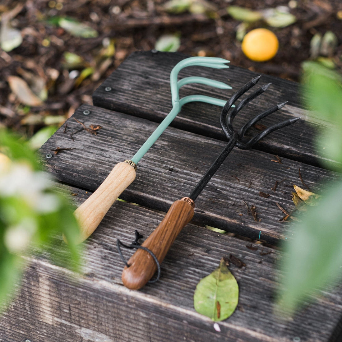  Garden Rake with Ergonomic Wooden Handle for Firm