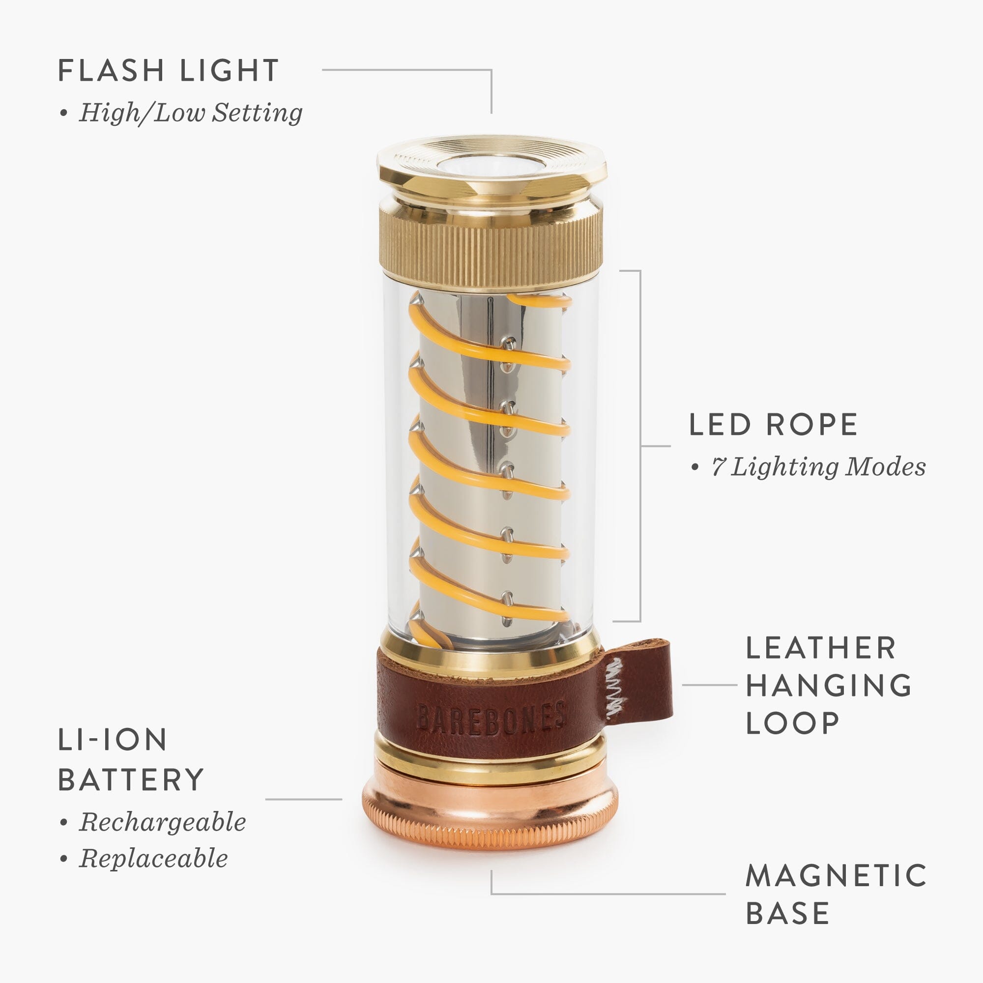 brass rechargeable flashlight Barebones Brass Lighting Bundle