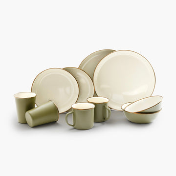 Enamelware 2-Tone Dining Collection - Olive Drab
