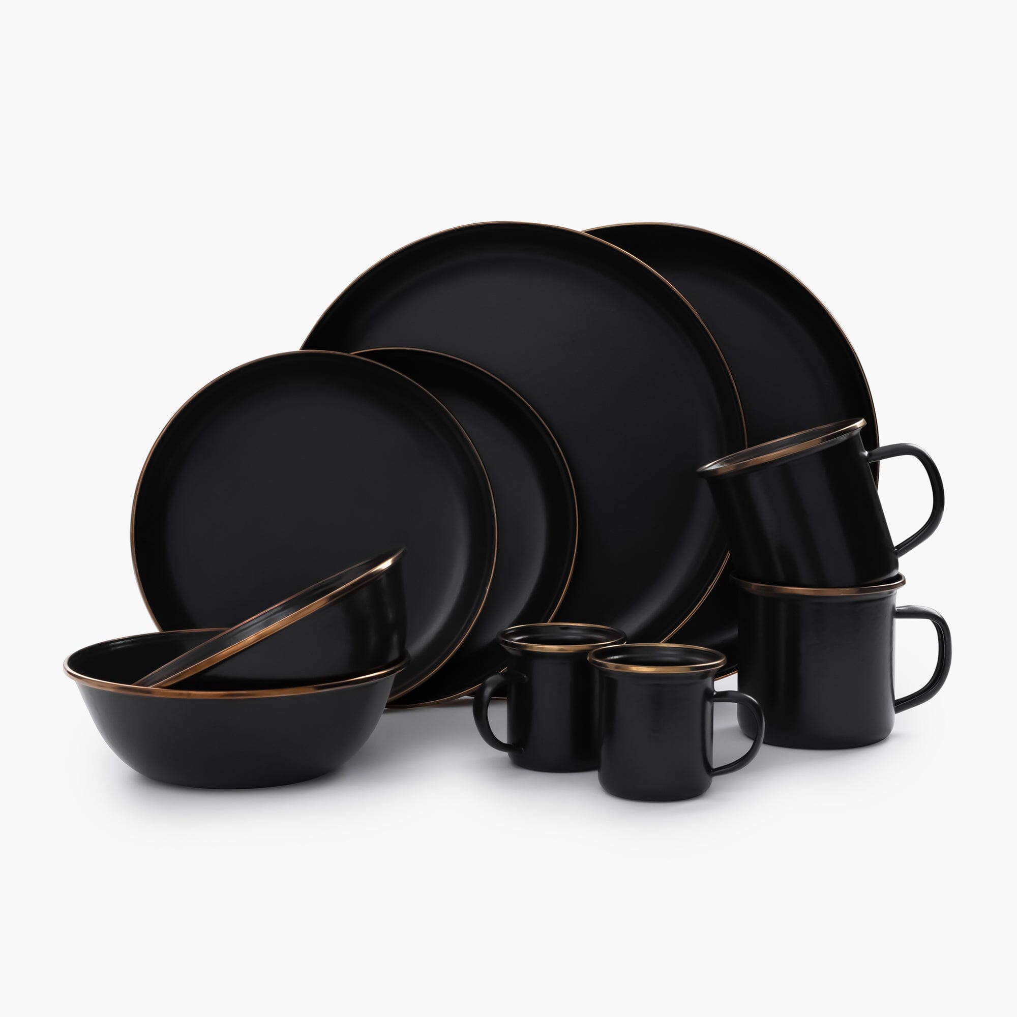 Barebones Enamelware Dining Bowl Set - Charcoal