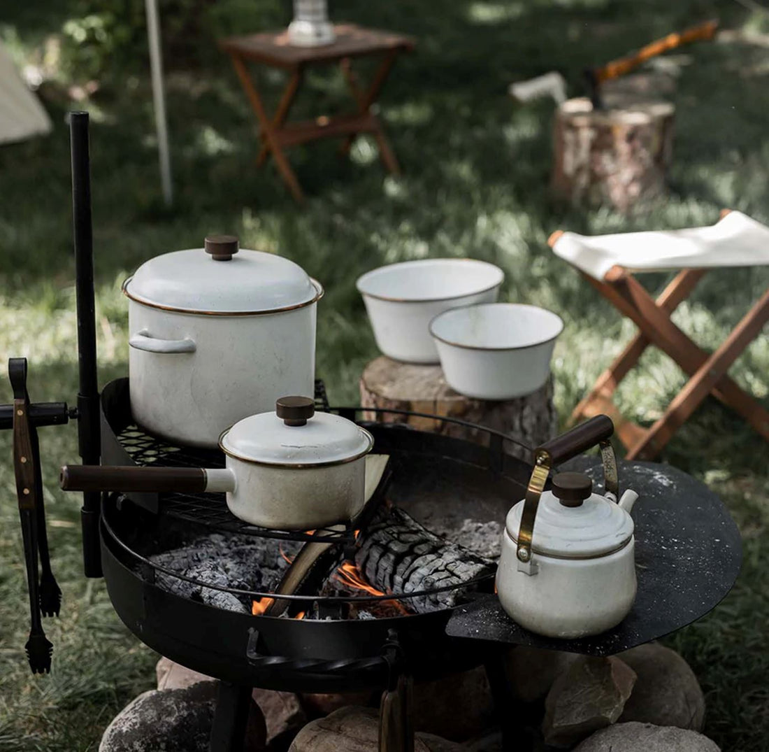 Enamel Cowboy Skillet / Enamel Camping Skillets / Enamel Ware Frying Pan 